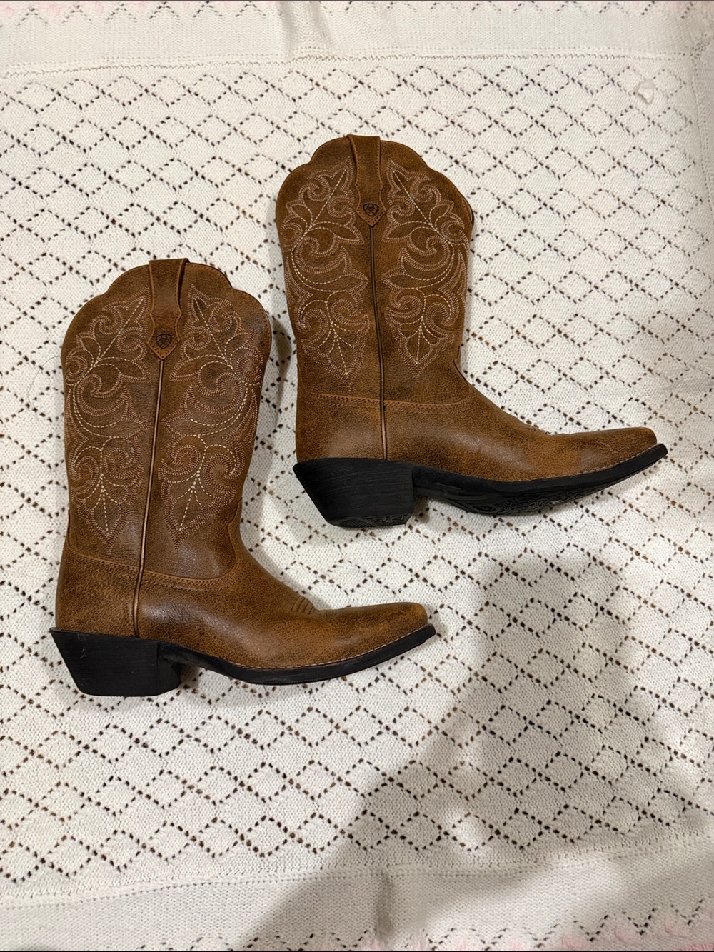 Ariat Brown Embroidered Western Ankle Boots